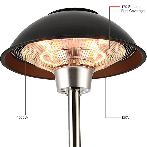 Global Industrial® Patio Heater With Table, Halogen Lamp, Free Standing, 1500W — WB246717