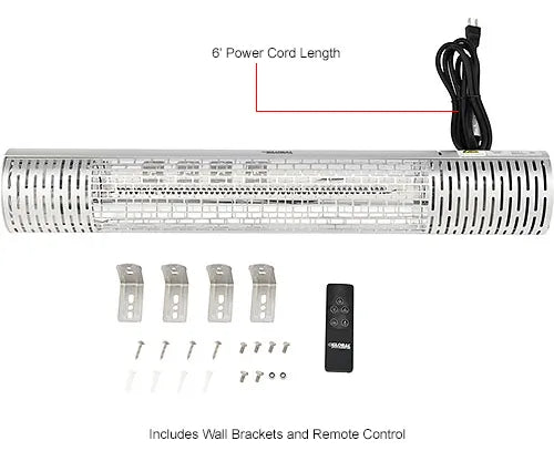 Global Industrial® Carbon Infrared Patio Heater w/Remote Control, Wall/Ceiling Mount, 1500W — WB246718