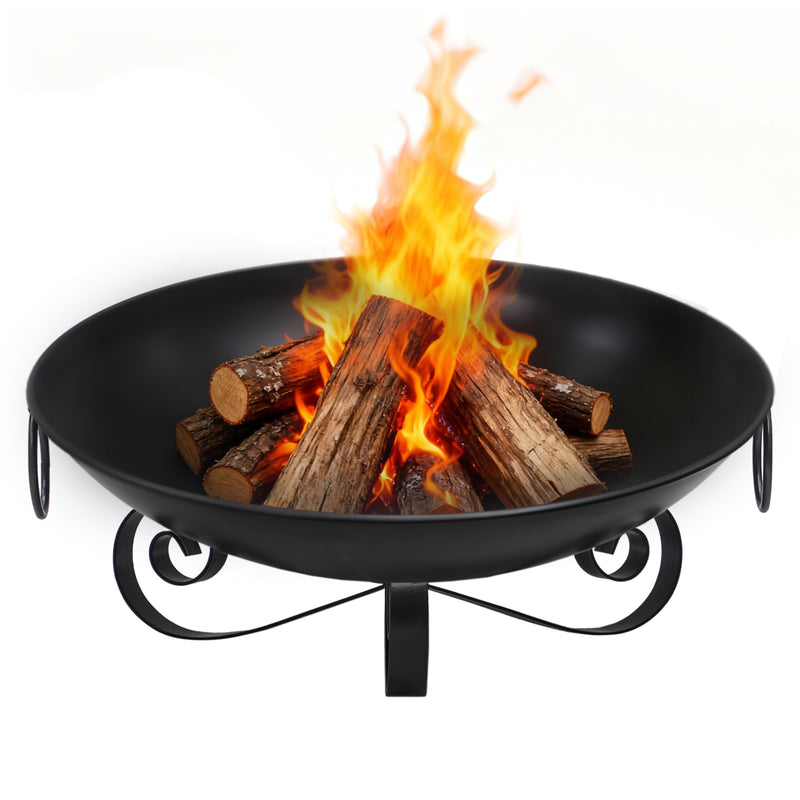 Costway - 24 Inch Heavy-Duty Metal Fire Pit Bowl Outdoor Wood-Burning Firepit with Handles