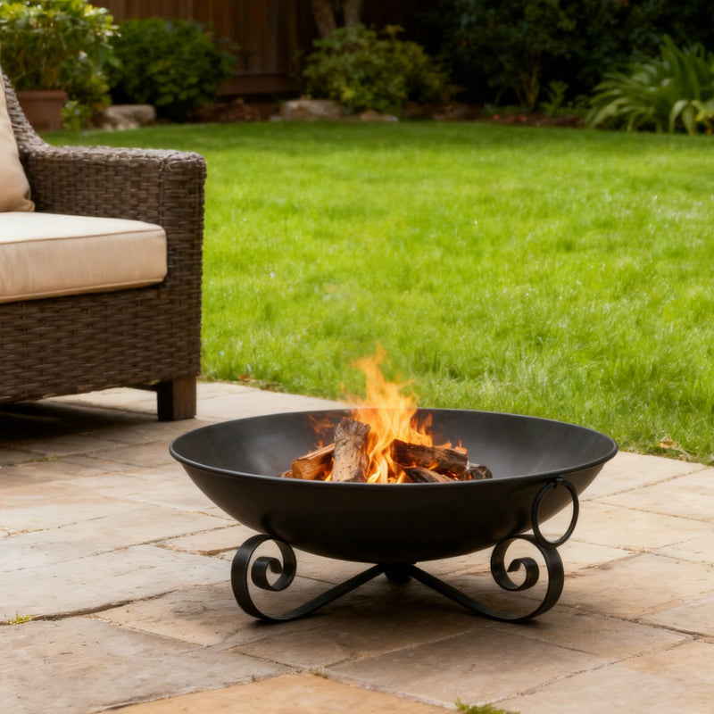 Costway - 24 Inch Heavy-Duty Metal Fire Pit Bowl Outdoor Wood-Burning Firepit with Handles