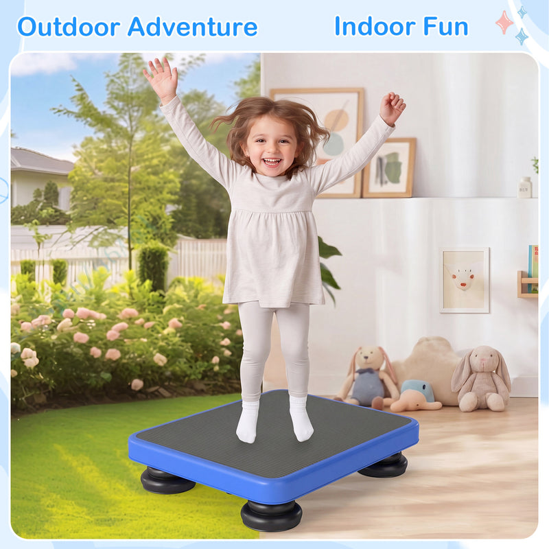 Costway - 24x20" Kids Rebounder Bouncing Board with Elastic Rope for Ages 3+-Blue