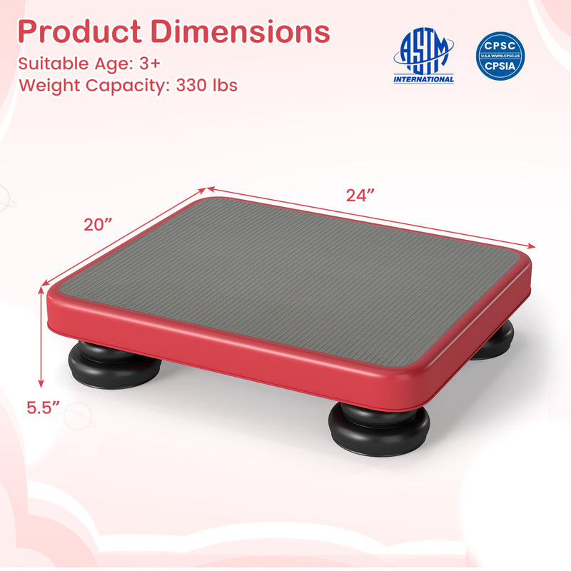Costway - 24x20" Kids Rebounder Bouncing Board with Elastic Rope for Ages 3+-Red