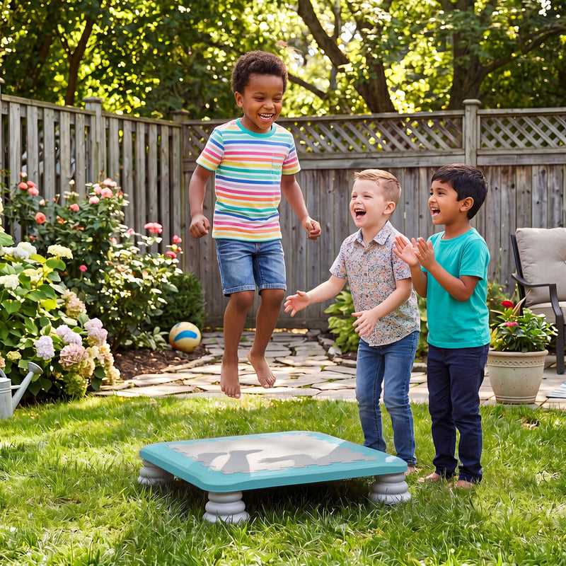 Costway - 25.5 Inch Kids Mini Trampoline with 4 Removable and Non-Slip Foot Pads-Blue