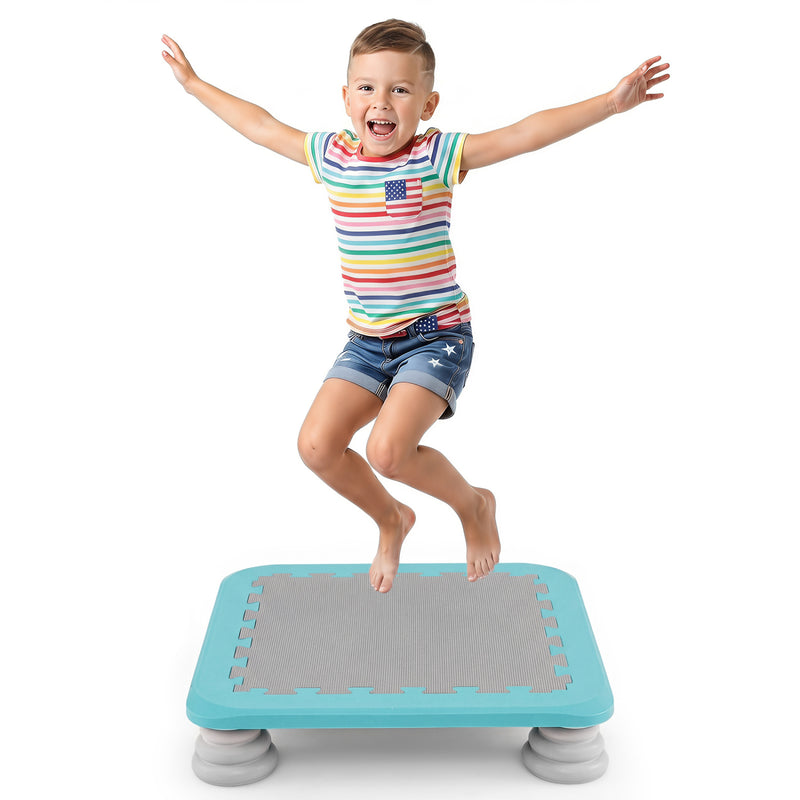 Costway - 25.5 Inch Kids Mini Trampoline with 4 Removable and Non-Slip Foot Pads-Blue