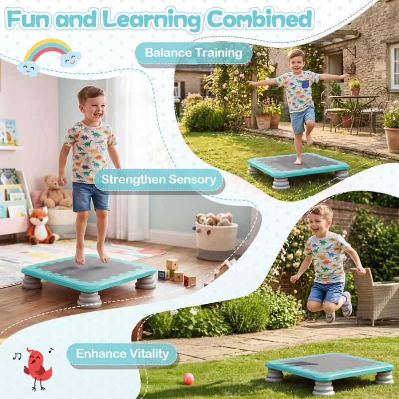 Costway - 25.5 Inch Kids Mini Trampoline with 4 Removable and Non-Slip Foot Pads-Blue