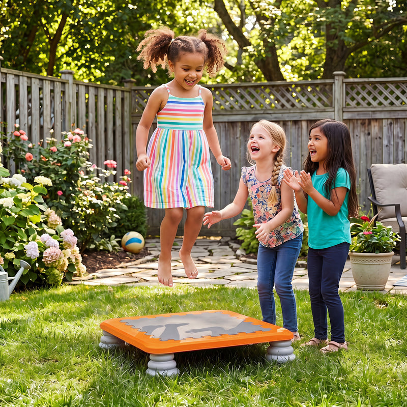 Costway - 25.5 Inch Kids Mini Trampoline with 4 Removable and Non-Slip Foot Pads-Orange