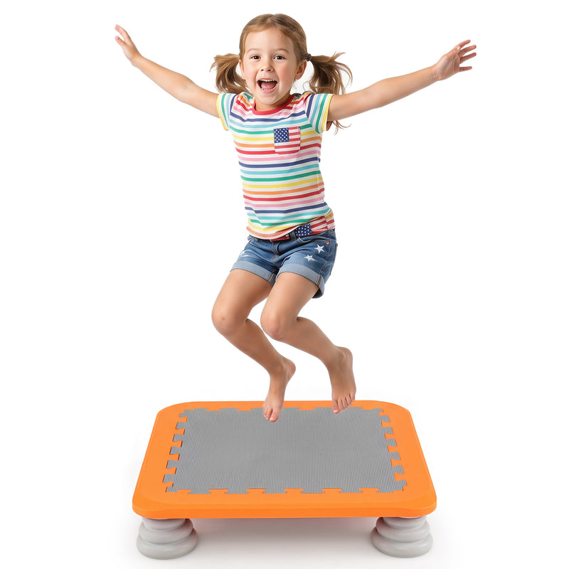 Costway - 25.5 Inch Kids Mini Trampoline with 4 Removable and Non-Slip Foot Pads-Orange