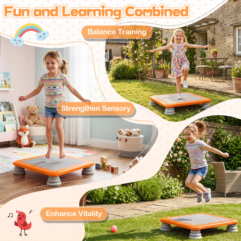 Costway - 25.5 Inch Kids Mini Trampoline with 4 Removable and Non-Slip Foot Pads-Orange
