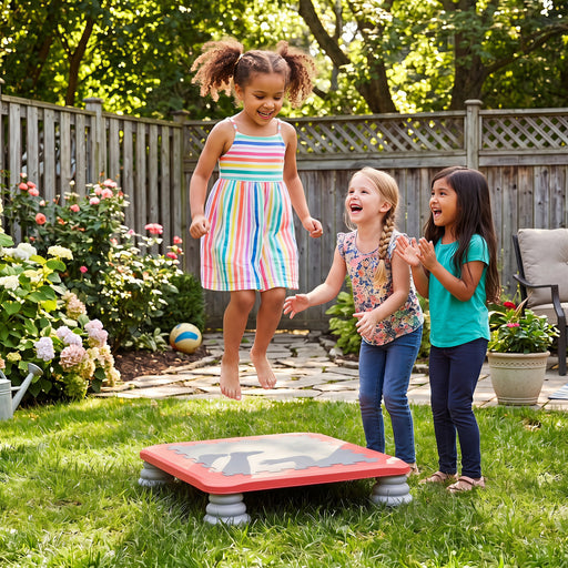 Costway - 25.5 Inch Kids Mini Trampoline with 4 Removable and Non-Slip Foot Pads-Red