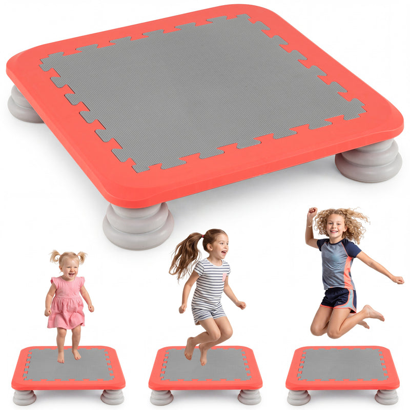 Costway - 25.5 Inch Kids Mini Trampoline with 4 Removable and Non-Slip Foot Pads-Red