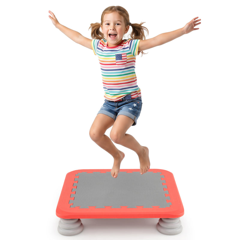 Costway - 25.5 Inch Kids Mini Trampoline with 4 Removable and Non-Slip Foot Pads-Red