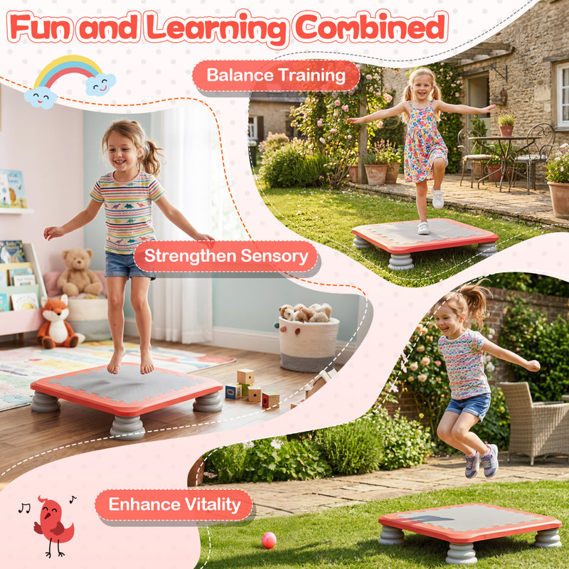 Costway - 25.5 Inch Kids Mini Trampoline with 4 Removable and Non-Slip Foot Pads-Red