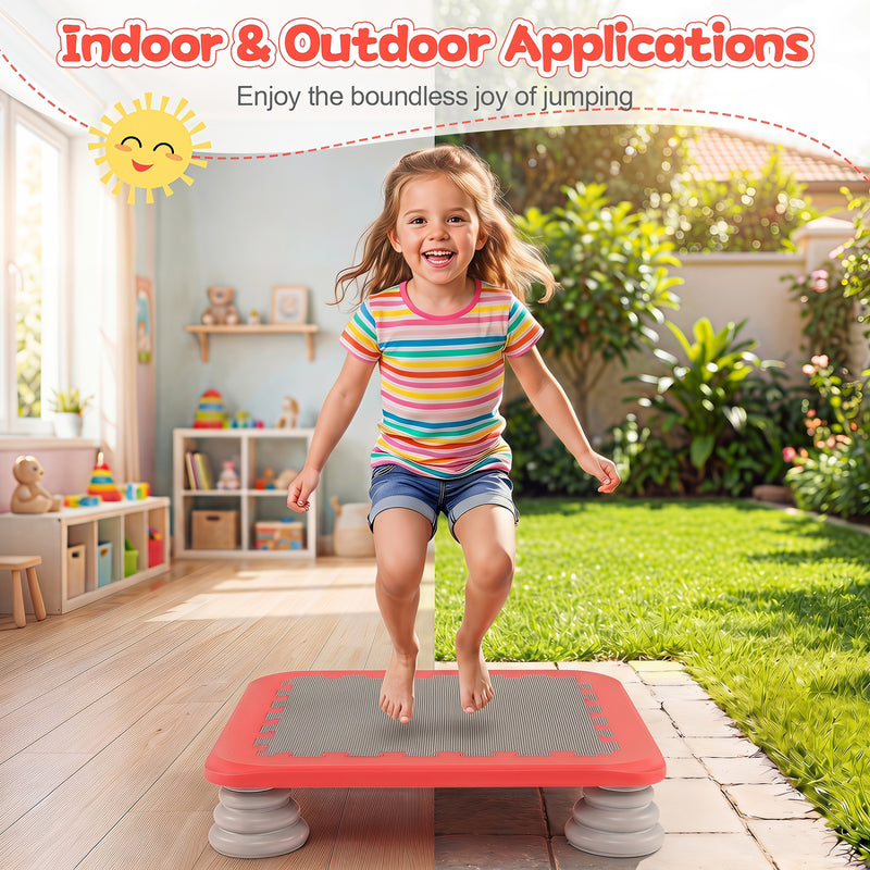 Costway - 25.5 Inch Kids Mini Trampoline with 4 Removable and Non-Slip Foot Pads-Red
