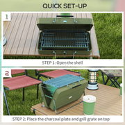 Outsunny - Metal Suitable-Style Portable BBQ Grill - Green