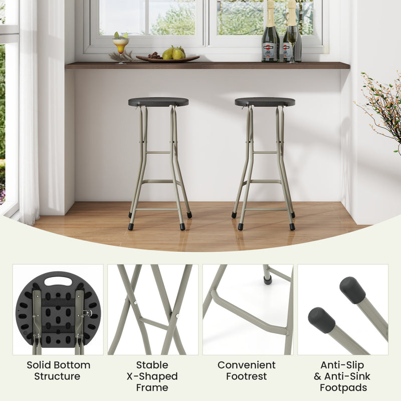 Costway - 28 Inch Portable Folding Stools with 330lbs Limited Sturdy Frame