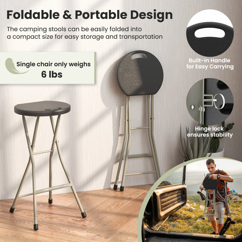Costway - 28 Inch Portable Folding Stools with 330lbs Limited Sturdy Frame