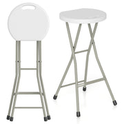 Costway - 28 Inch Portable Folding Stools Patio Dining Chairs with 330lbs Limited Sturdy Frame-Set of 1
