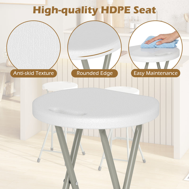 Costway - 28 Inch Portable Folding Stools Patio Dining Chairs with 330lbs Limited Sturdy Frame-Set of 1