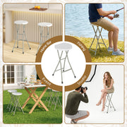 Costway - 28 Inch Portable Folding Stools Patio Dining Chairs with 330lbs Limited Sturdy Frame-Set of 1
