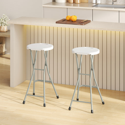 Costway - 28 Inch Portable Folding Stools Patio Dining Chairs with 330lbs Limited Sturdy Frame-Set of 2