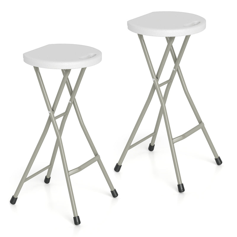 Costway - 28 Inch Portable Folding Stools Patio Dining Chairs with 330lbs Limited Sturdy Frame-Set of 2