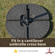 4-Piece Cantilever Offset Patio Umbrella Circular Base Stand w/Carry Handles, Water & Sand Filled