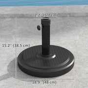48 lbs Patio Umbrella Base Round HDPE Umbrella Base For 1.5" or 1.9" Outdoor Umbrella Poles Φ18.9" x 15.2" H Black