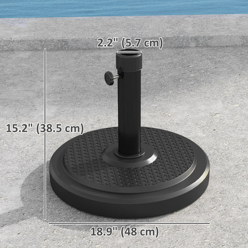 48 lbs Patio Umbrella Base Round HDPE Umbrella Base For 1.5" or 1.9" Outdoor Umbrella Poles Φ18.9" x 15.2" H Black