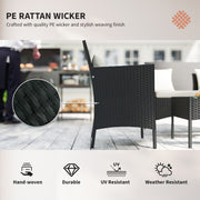 Outsunny - 4-Piece Rattan Outdoor Furniture Set Patio Furniture Set with Coffee Table 22.8" W x 21.7" D x 33.5" H Black & Cream