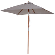 Outsunny - 6.6 x 5ft Fir Wooden Patio Umbrella Market Parasol Tilt Mechanism 6 Ribs Garden Sunshade, Grey