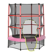 Aosom 55" Kids Trampoline with Enclosure Net for Indoor/Outdoor, Trampoline for Boys and Girls Age 3-6 Years, Pink