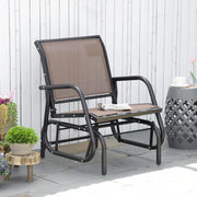 Outsunny - Patio Glider Outdoor Glider Chair with Breathable Mesh Seat & Backrest, Armrests and Metal Frame, Brown
