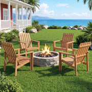 Costway - 2 Pack Acacia Wood Outdoor Patio Chair with Slatted Backrest and Seat Built-in Armrest