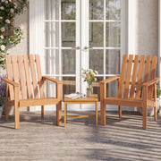 Costway - 2 Pack Acacia Wood Outdoor Patio Chair with Slatted Backrest and Seat Built-in Armrest