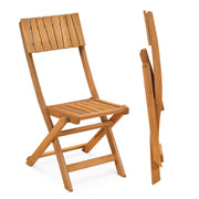 Costway - 2 Pack Folding Chairs Sturdy Wood Dining Chairs with Slatted Backrest and Seat