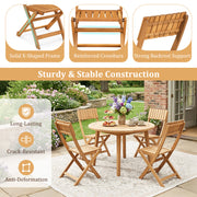 Costway - 2 Pack Folding Chairs Sturdy Wood Dining Chairs with Slatted Backrest and Seat