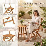 Costway - 2 Pack Folding Chairs Sturdy Wood Dining Chairs with Slatted Backrest and Seat