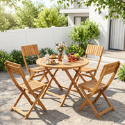 Costway - 2 Pack Folding Chairs Sturdy Wood Dining Chairs with Slatted Backrest and Seat