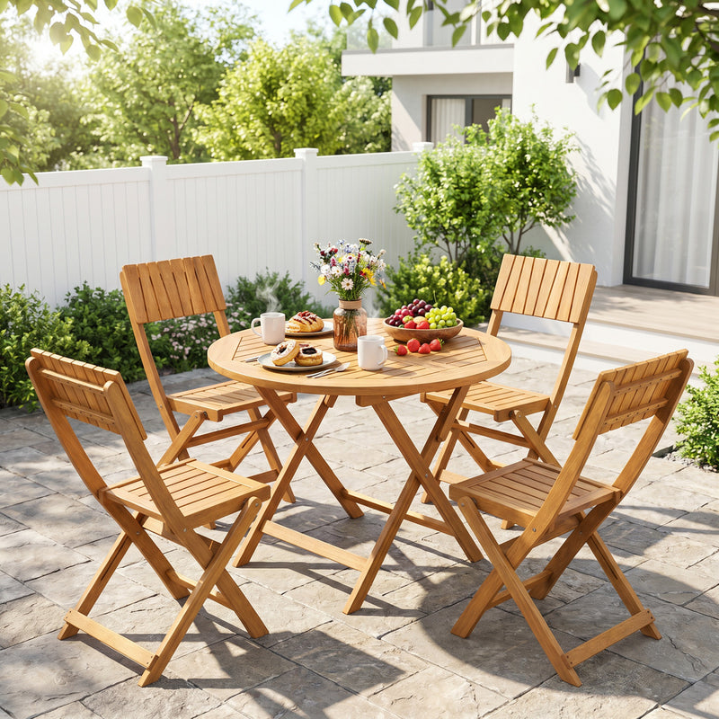 Costway - 2 Pack Folding Chairs Sturdy Wood Dining Chairs with Slatted Backrest and Seat