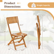 Costway - 2 Pack Folding Chairs Sturdy Wood Dining Chairs with Slatted Backrest and Seat