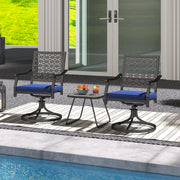 Costway - 2 Pack Swivel Outdoor Chairs with Soft Cushions and Round Steel Base-Navy