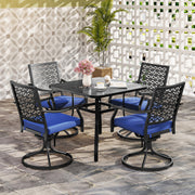 Costway - 2 Pack Swivel Outdoor Chairs with Soft Cushions and Round Steel Base-Navy