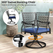 Costway - 2 Pack Swivel Outdoor Chairs with Soft Cushions and Round Steel Base-Navy