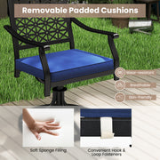 Costway - 2 Pack Swivel Outdoor Chairs with Soft Cushions and Round Steel Base-Navy