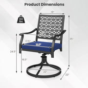 Costway - 2 Pack Swivel Outdoor Chairs with Soft Cushions and Round Steel Base-Navy