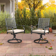 Costway - 2 Pieces Outdoor Swivel Chairs Patio Dining Chairs with Padded Cushions-Beige