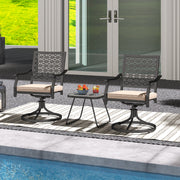 Costway - 2 Pieces Outdoor Swivel Chairs Patio Dining Chairs with Padded Cushions-Beige