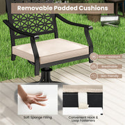 Costway - 2 Pieces Outdoor Swivel Chairs Patio Dining Chairs with Padded Cushions-Beige