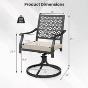 Costway - 2 Pieces Outdoor Swivel Chairs Patio Dining Chairs with Padded Cushions-Beige