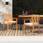 Costway - 2 Pieces Patio Dining Chairs Outdoor Acacia Wood Chairs-White